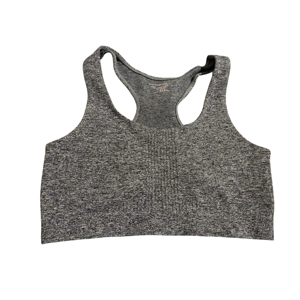 Danskin Now Womens Gray Heathered Seamless Racerback Sports Bra Large‎ RN86252